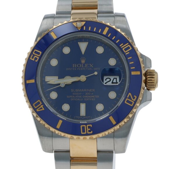 Rolex Bluesy Submariner Men's Watch-Stainless Steel Yellow Gold 18k Auto 11613LB - Picture 3 of 6
